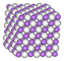 Space-filling model of part of the crystal structure of lithium hydride
