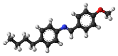 Ball-and-stick model of the MBBA molecule