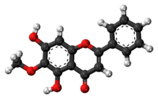 Ball-and-stick model of oroxylin A