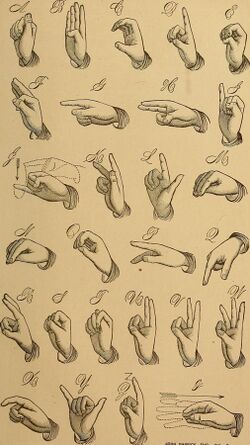 A drawing of the American Sign Language manual alphabet