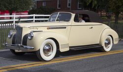 1941 Packard One-Sixty (Super Eight) Convertible Coupe, front left at Hershey 2019.jpg