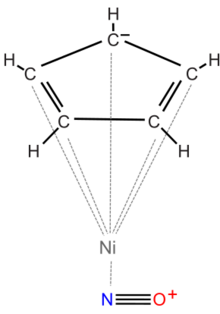 Cyclopentadienyl nickel nitrosyl.svg