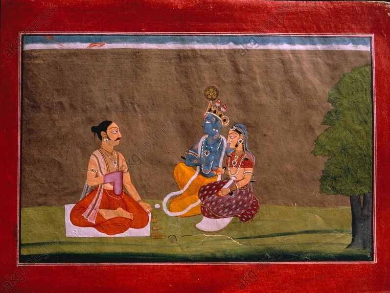 File:Jayadeva pay homage to Krishna from gita govinda Series by manaku.jpg