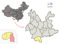 Location of Mengla within Yunnan (China).png