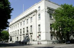 London School of Hygiene & Tropical Medicine, Keppel Street. Opened in 1929, the image shows the building's Portland stone facade .