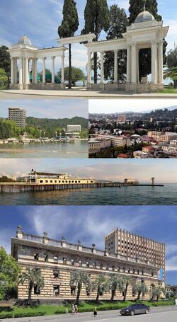 Colonnade, Embankment, Panoramic, Beach panorama, former building of the Council of Ministers