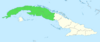 Symphyotrichum burgessii distribution map: western provinces of Cuba with 2011 names — Artemisa, Cienfuegos, La Habana, Matanzas, Mayabeque, Pinar del Río, Sancti Spíritus, and Villa Clara