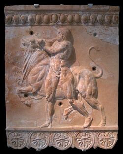 0 Plaque Campana - Hercule capturant le taureau crétois.JPG