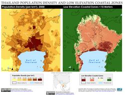 Bangkok, Thailand Population Density and Low Elevation Coastal Zones (5457306973).jpg
