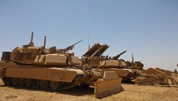 M1 assault breacher vehicles, assigned to the U.S. Marines with the 2nd Combat Engineer Battalion, wait prior to the beginning of Operation Black Sand in Shukvani, Helmand, Afghanistan, Aug 110804-M-VI276-010.jpg