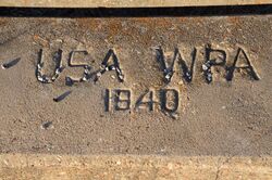 concrete stamped with date and Works Progress Administration stamp