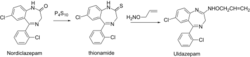 Uldazepam synthesis.svg