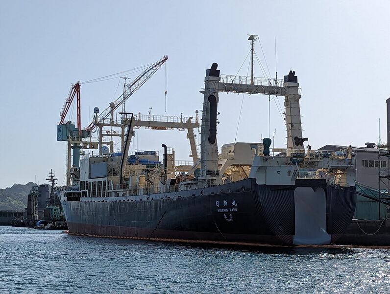 File:World's only whaler factory ship, Nisshin Maru, at 日立造船因島工場 10.jpg