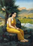 An early 20th century chromolithograph of Sita in exile by Raja Ravi Varma