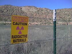 "Caution- Radioactive Materials" sign at Uravan townsite near San Miguel River, Colorado.jpg
