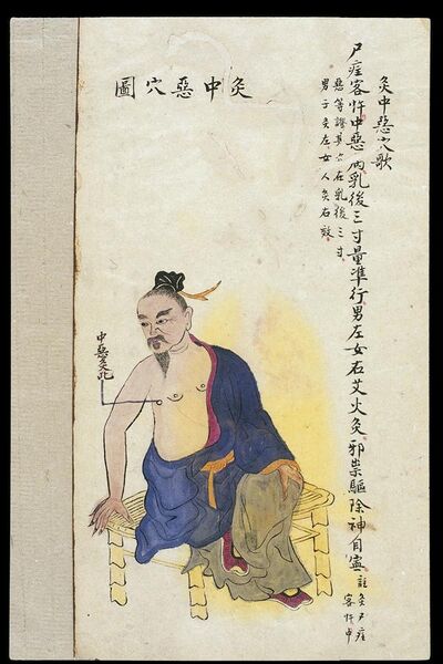 File:C19 Chinese MS moxibustion point chart; Malign attack Wellcome L0039507.jpg