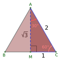 File:Equilateral triangle with height square root of 3.svg