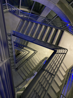 Ariel view of Frank H.T. Rhodes Hall Staircase in 2021, first conceptualized in 1989.