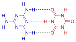 Melamine-cyanuric acid chemical structure color.png