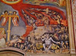 Detail of a fresco depicting damned souls and demons