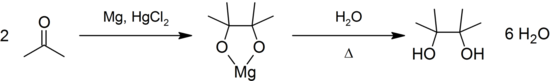 Pinacol coupling of acetone.png