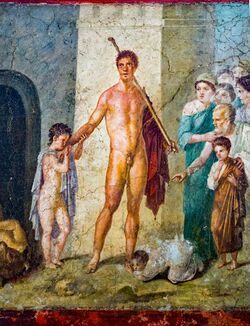 Wall painting - Theseus victorious over the Minotaur - Pompeii (VII 2 16) - Napoli MAN 9043 - 01.jpg