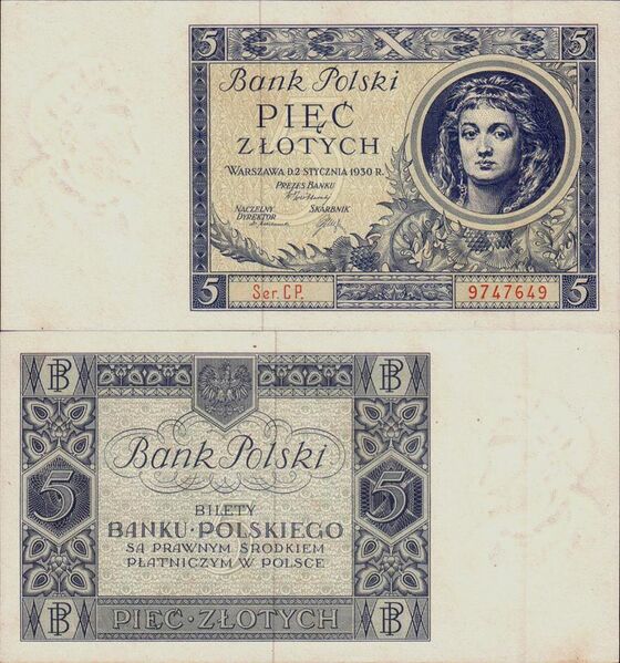 File:5 złotych banknote (Poland, 1930).jpg