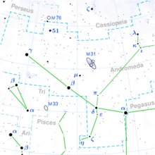 Map of the constellation Andromeda