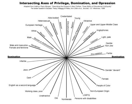 Spherical graphic showing the intersectional paradigms of privilege and discrimination