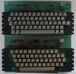 photograph of Nascom 2 (top) and Nascom 1 (bottom) keyboards
