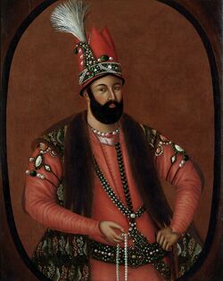 Contemporary portrait of Nader Shah. Artist unknown, created in ca. 1740 in Iran (cropped).jpg