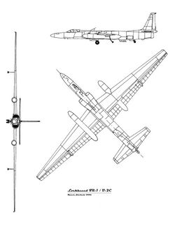 3-view line drawing of the Lockheed U-2
