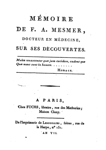 File:Memória de F. A. Mesmer, doutor em medicina, sobre suas descobertas.png