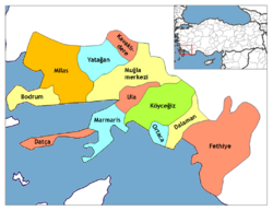 Location of Milas within Turkey.