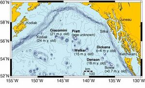 Map of Kodiak–Bowie seamount chain