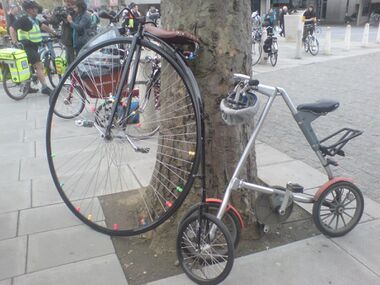 A penny-farthing with attached spoke beads