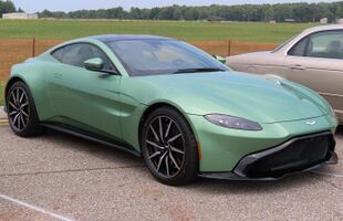 2019 Aston Martin Vantage coupe, front right (Wings-n-Wheels 2023).jpg