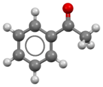 Ball-and-stick model of the acetophenone molecule