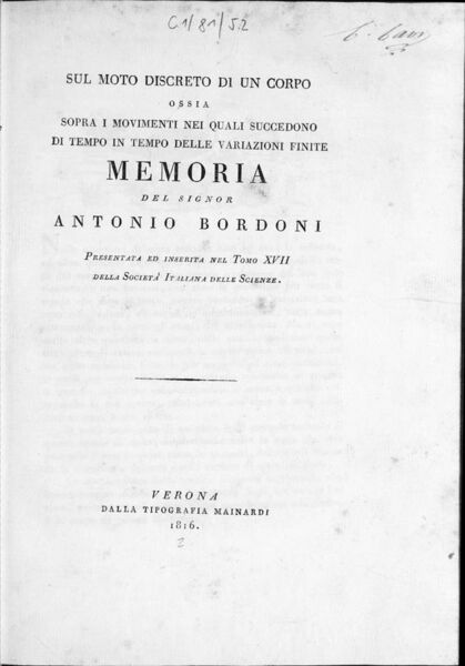 File:Bordoni, Antonio – Sul moto discreto di un corpo, 1816 – BEIC 6543047.jpg