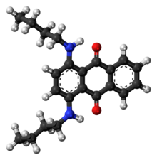 Ball-and-stick model of the Oil Blue 35 molecule