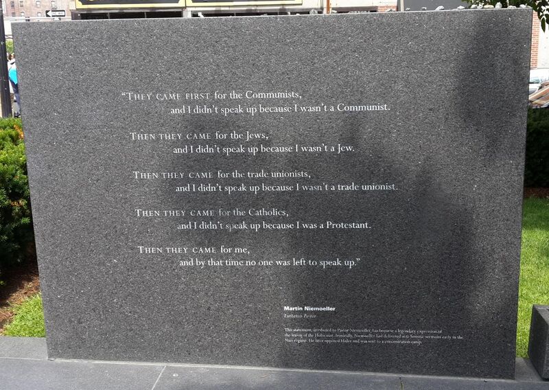 File:Poem by Martin Niemoeller at the the Holocaust memorial in Boston MA.jpg