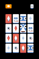 Tiles with "monster" personalities—big eyes and line-shaped mouths, black background, other tiles with diamonds and circles