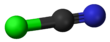 Ball and stick model of cyanogen chloride