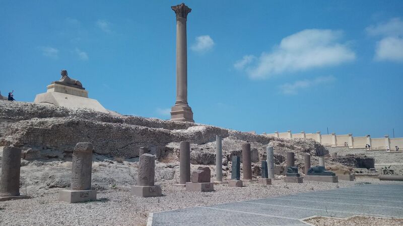 File:Pompey's Pillar with Sphinx.jpg