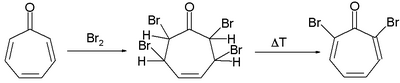 Tropone bromination