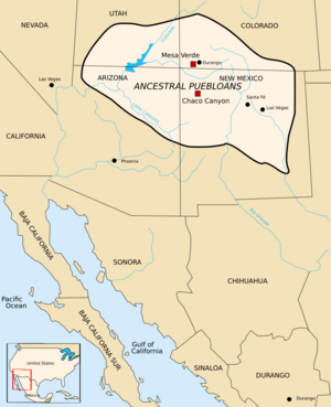 A color map of Ancestral Puebloan boundaries