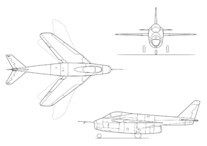 Orthographically projected diagram of the Bell X-5.