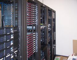 Five nineteen-inch racks of servers