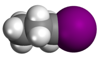 Spacefill model of n-propyl iodide