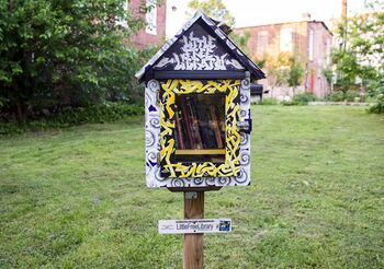 A Little Free Library for exchanging books and other literary materials.
